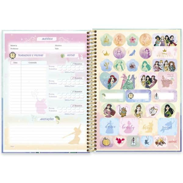 Caderno universitário capa dura 1x1 80 folhas, Princesas Disney Ariel, Spiral, 2276748 - PT 1 UN