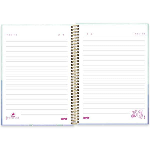 Caderno universitário capa dura 1x1 80 folhas, Princesas Disney Ariel, Spiral, 2276748 - PT 1 UN