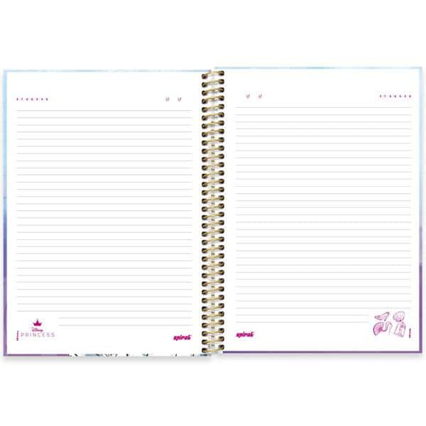 Caderno universitário capa dura 1x1 80 folhas, Princesas Disney Cinderela, Spiral, 2276762 - PT 1 UN