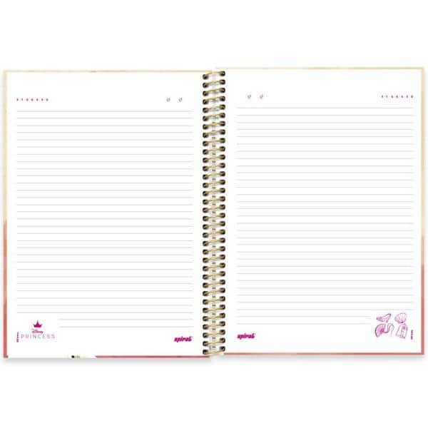 Caderno universitário capa dura 1x1 80 folhas, Princesas Disney Mulan, Spiral, 2277813 - PT 1 UN