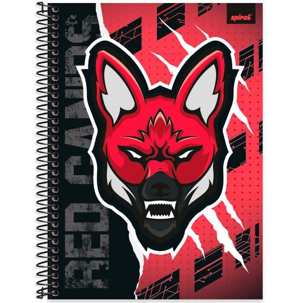 Caderno universitário capa dura 1x1 80 folhas, Red Canids, Spiral, 2277370 - PT 1 UN