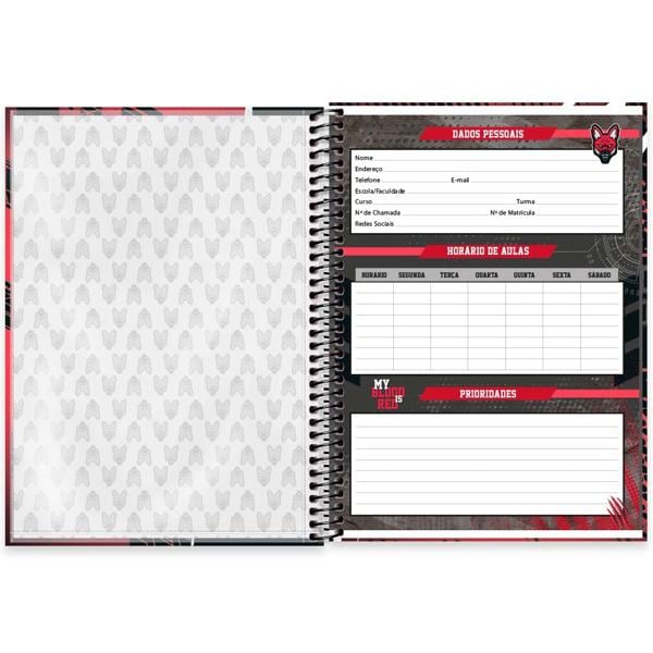 Caderno universitário capa dura 1x1 80 folhas, Red Canids, Spiral, 2277370 - PT 1 UN