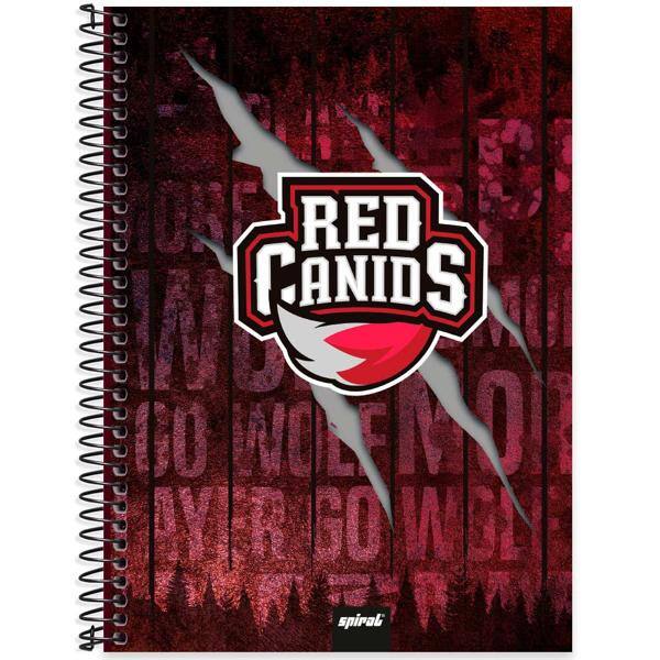 Caderno universitário capa dura 1x1 80 folhas, Red Canids, Spiral, 2277394 - PT 1 UN