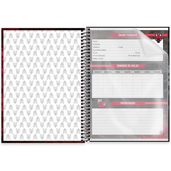 Caderno universitário capa dura 1x1 80 folhas, Red Canids, Spiral, 2277394 - PT 1 UN