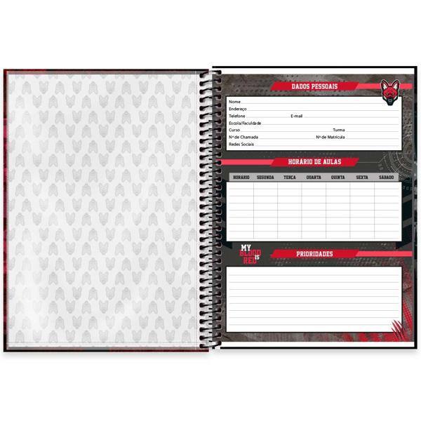 Caderno universitário capa dura 1x1 80 folhas, Red Canids, Spiral, 2277394 - PT 1 UN