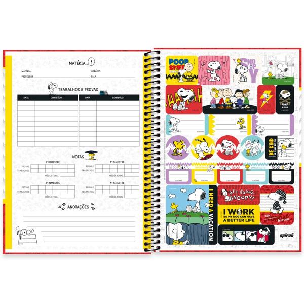 Caderno universitário capa dura 1x1 80 folhas, Snoopy, Spiral, 2277400 - PT 1 UN