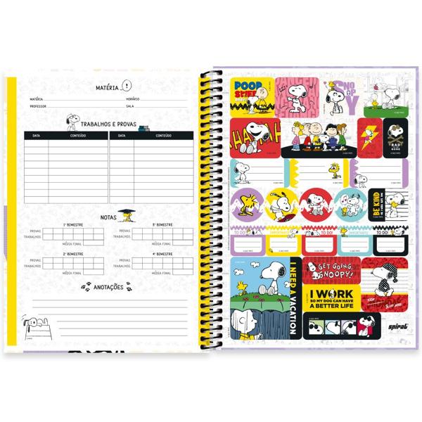 Caderno universitário capa dura 1x1 80 folhas, Snoopy, Spiral, 2277424 - PT 1 UN