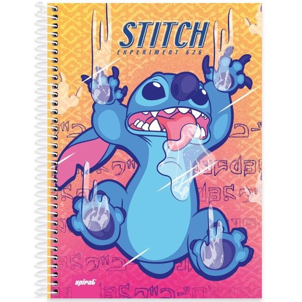 Caderno universitário capa dura 1x1 80 folhas, Disney Stitch, Spiral, 2277455 - PT 1 UN