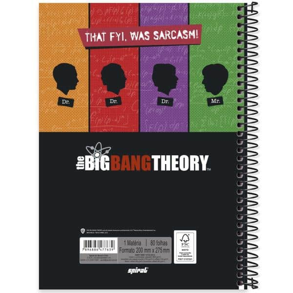 Caderno universitário capa dura 1x1 80 folhas, The Big Bang Theory, Spiral, 2277639 - PT 1 UN