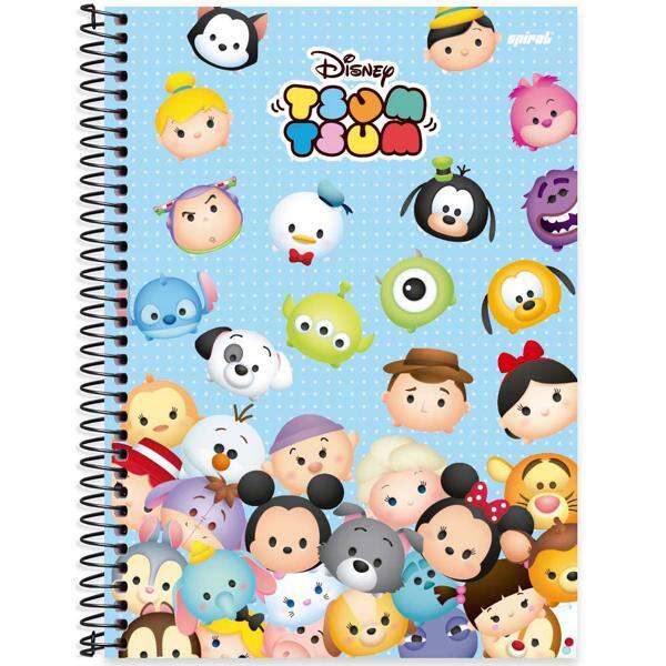 Caderno universitário capa dura 1x1 80 folhas, Disney Tsum Tsum, Spiral, 2276779 - PT 1 UN