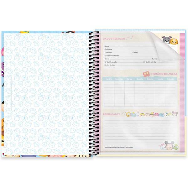 Caderno universitário capa dura 1x1 80 folhas, Disney Tsum Tsum, Spiral, 2276779 - PT 1 UN