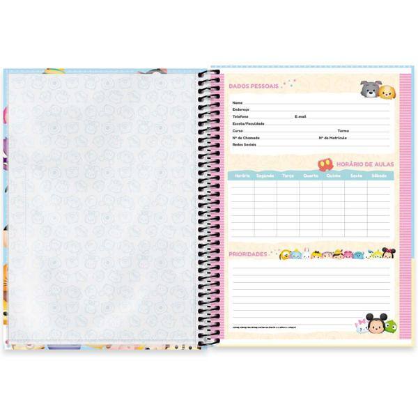 Caderno universitário capa dura 1x1 80 folhas, Disney Tsum Tsum, Spiral, 2276779 - PT 1 UN