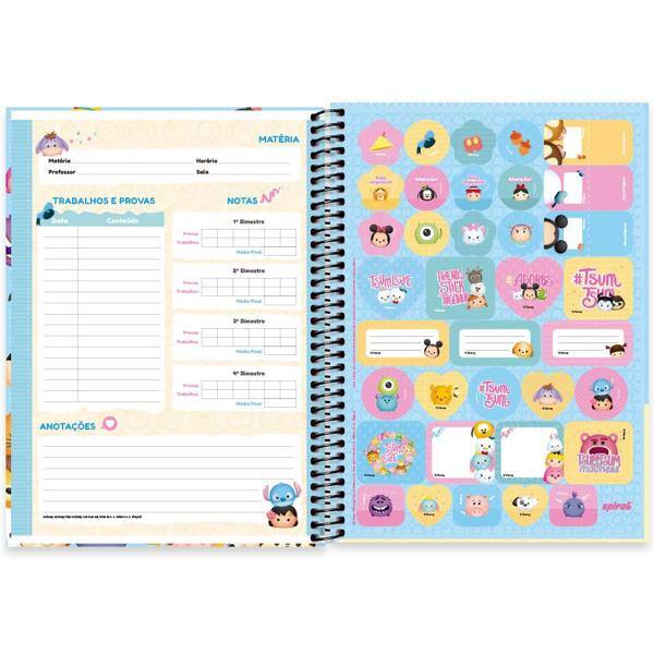 Caderno universitário capa dura 1x1 80 folhas, Disney Tsum Tsum, Spiral, 2276779 - PT 1 UN