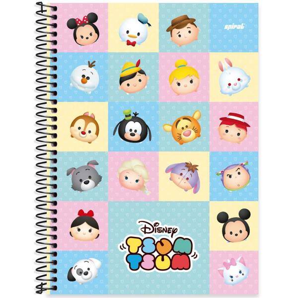 Caderno universitário capa dura 1x1 80 folhas, Disney Tsum Tsum, Spiral, 2276793 - PT 1 UN