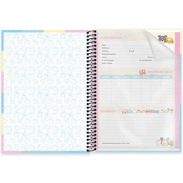 Caderno universitário capa dura 1x1 80 folhas, Disney Tsum Tsum, Spiral, 2276793 - PT 1 UN