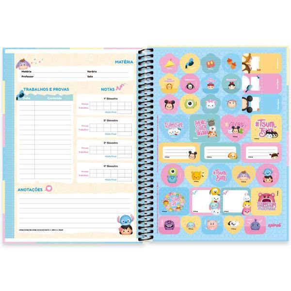 Caderno universitário capa dura 1x1 80 folhas, Disney Tsum Tsum, Spiral, 2276793 - PT 1 UN