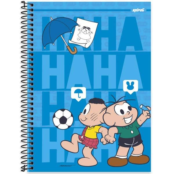 Caderno universitário capa dura 1x1 80 folhas, Turma da Mônica Cebolinha e Cascão, Spiral, 2277684 - PT 1 UN