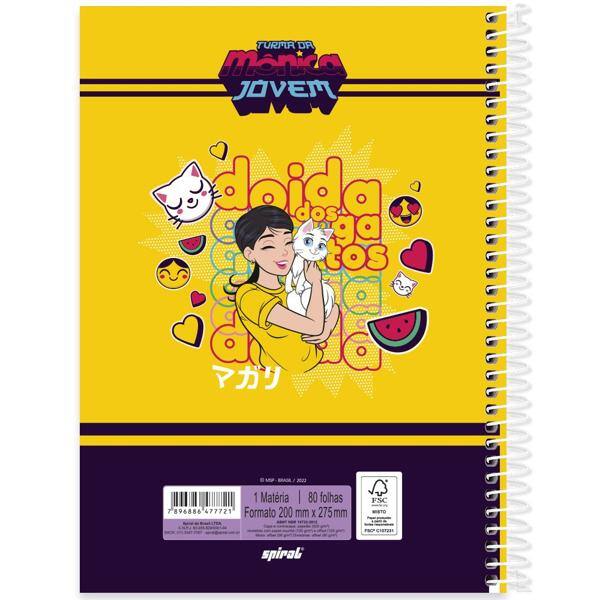 Caderno universitário capa dura 1x1 80 folhas, Turma da Mônica Jovem Magali, Spiral, 2277721 - PT 1 UN