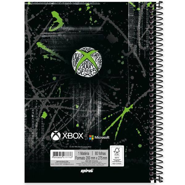 Caderno universitário capa dura 1x1 80 folhas, XBox, Spiral, 2277776 - PT 1 UN