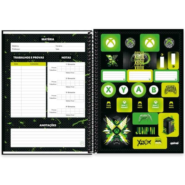 Caderno universitário capa dura 1x1 80 folhas, XBox, Spiral, 2277783 - PT 1 UN