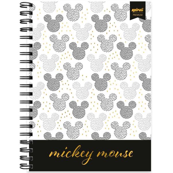 Caderno universitário capa dura 1x1 80 folhas, Disney Mickey PB, Spiral, 2276687 - PT 1 UN