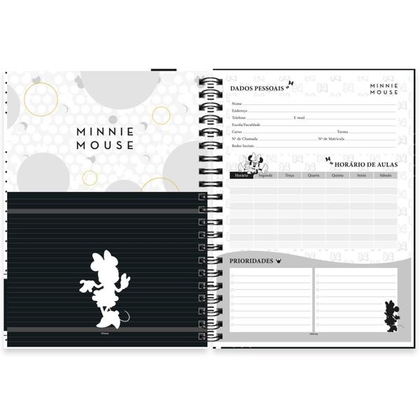 Caderno universitário capa dura 1x1 80 folhas, Disney Minnie PB, Spiral, 2276694 - PT 1 UN