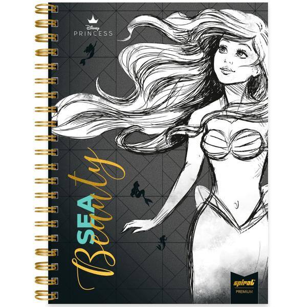 Caderno universitário capa dura 1x1 80 folhas, Disney Princesas Ariel, Spiral, 2276502 - PT 1 UN