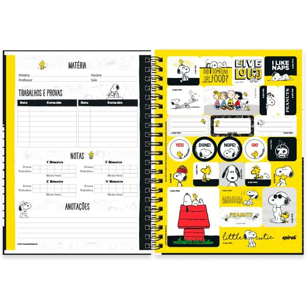 Caderno universitário capa dura 1x1 80 folhas, Snoopy, Spiral, 2277820 - PT 1 UN