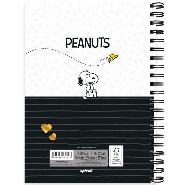 Caderno universitário capa dura 1x1 80 folhas, Snoopy, Spiral, 2277820 - PT 1 UN