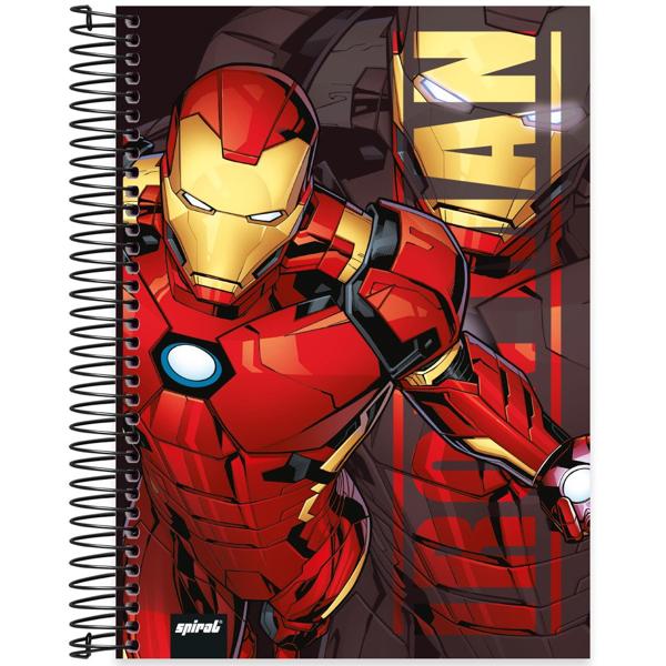 Caderno universitário capa dura 10x1 160 folhas, Marvel Avengers - Vingadores Homem de Ferro, Spiral, 2278148 - PT 1 UN