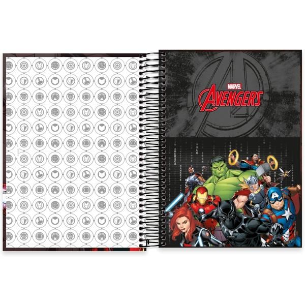 Caderno universitário capa dura 10x1 160 folhas, Marvel Avengers - Vingadores Homem de Ferro, Spiral, 2278148 - PT 1 UN