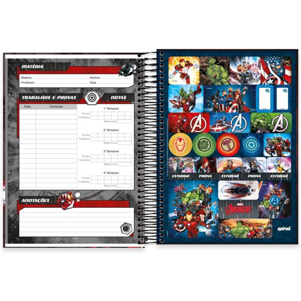 Caderno universitário capa dura 10x1 160 folhas, Marvel Avengers - Vingadores Homem de Ferro, Spiral, 2278148 - PT 1 UN