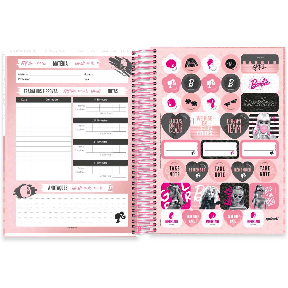 Caderno universitário capa dura, 10x1 160 folhas, Barbie Premium, 2333260,  Spiral Brb - PT 1 UN - Escolar - Kalunga