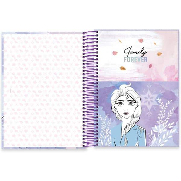 Caderno universitário capa dura 10x1 160 folhas, Disney Frozen, Spiral, 2278056 - PT 1 UN