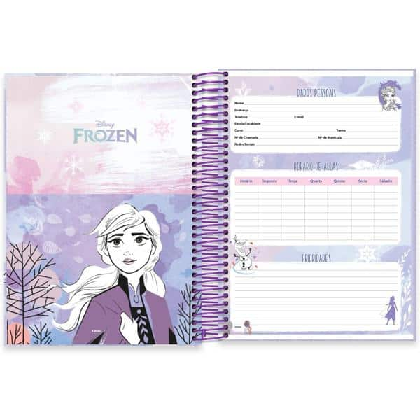 Caderno universitário capa dura 10x1 160 folhas, Disney Frozen, Spiral, 2278056 - PT 1 UN