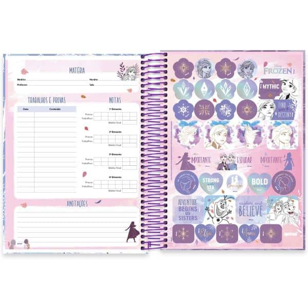 Caderno universitário capa dura 10x1 160 folhas, Disney Frozen, Spiral, 2278919 - PT 1 UN