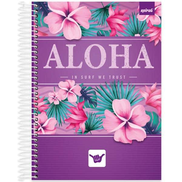 Caderno universitário capa dura 10x1 160 folhas, Hang Loose Roxa, Spiral, 2240459 - PT 1 UN