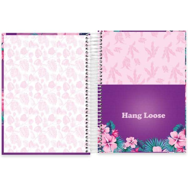 Caderno universitário capa dura 10x1 160 folhas, Hang Loose Roxa, Spiral, 2240459 - PT 1 UN