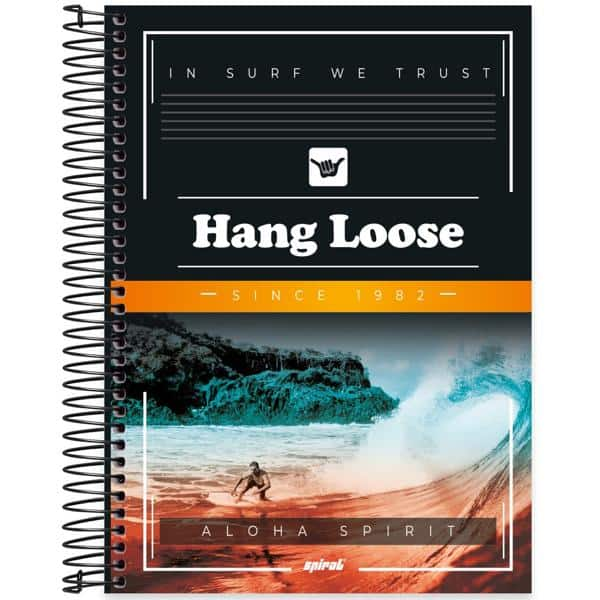 Caderno universitário capa dura 10x1 160 folhas, Hang Loose Laranja, Spiral, 2240466 - PT 1 UN