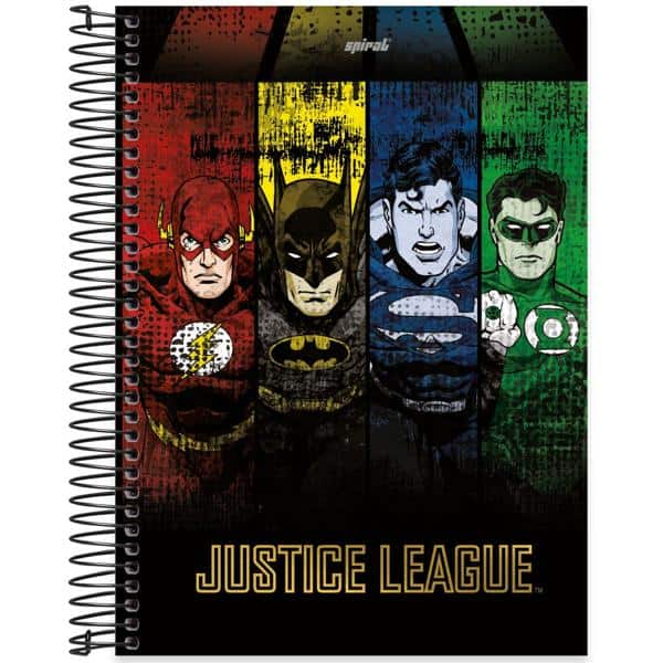 Caderno universitário capa dura 10x1 160 folhas, Liga da Justiça, Spiral, 2278537 - PT 1 UN