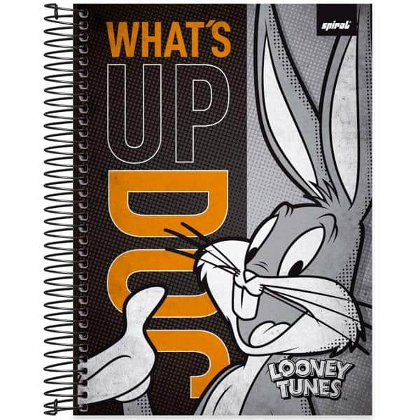 Caderno universitário capa dura 10x1 160 folhas, Looney Tunes Pernalonga, Spiral, 2240688 - PT 1 UN