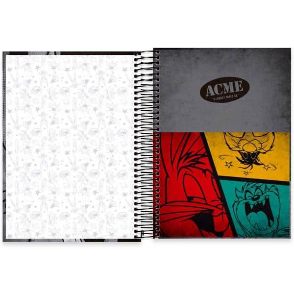 Caderno universitário capa dura 10x1 160 folhas, Looney Tunes Pernalonga, Spiral, 2240688 - PT 1 UN