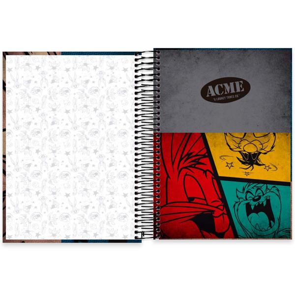 Caderno universitário capa dura 10x1 160 folhas, Looney Tunes Coiote, Spiral, 2278551 - PT 1 UN