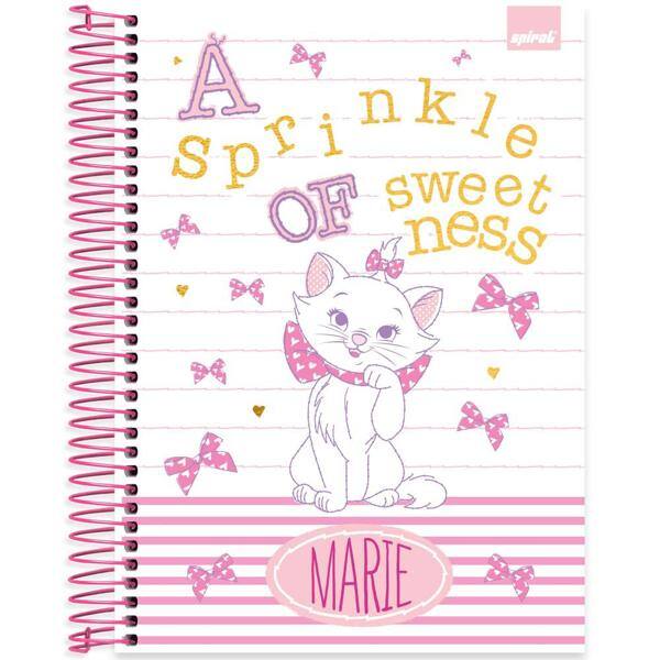 Caderno Universitário Capa Dura 10x1 160 Folhas, Disney Marie, Spiral, 2278940 - PT 1 UN