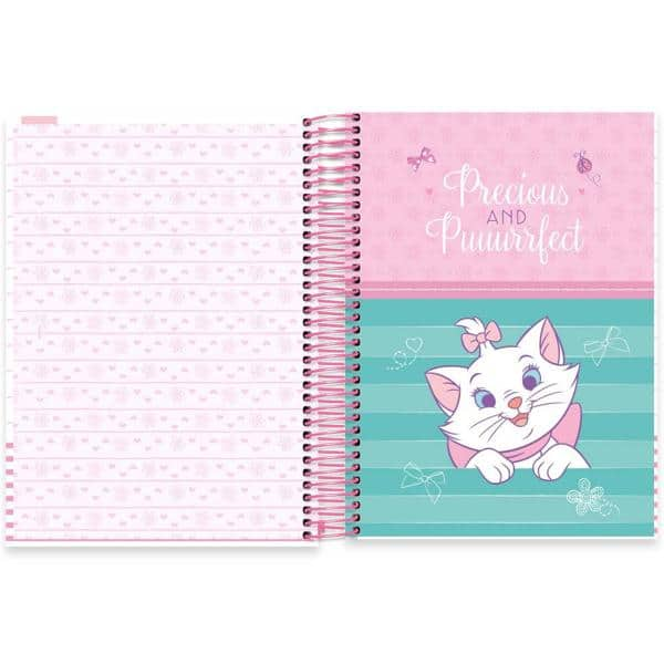 Caderno Universitário Capa Dura 10x1 160 Folhas, Disney Marie, Spiral, 2278940 - PT 1 UN