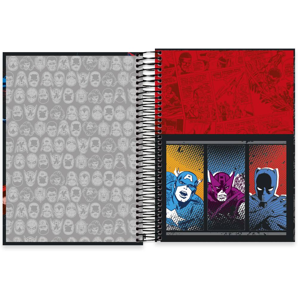Caderno universitário capa dura 10x1 160 folhas, Marvel Comics, Spiral,  2228815 - PT 1 UN - Escolar - Kalunga