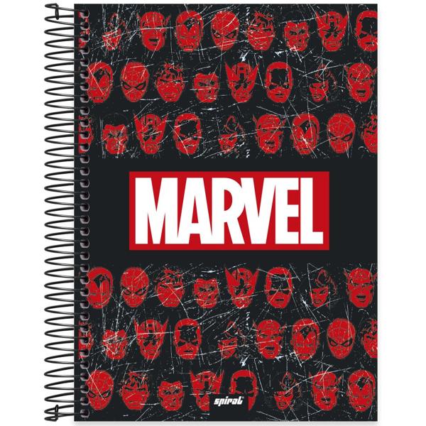 Caderno universitário capa dura 10x1 160 folhas, Marvel Comics, Spiral, 2265711 - PT 1 UN