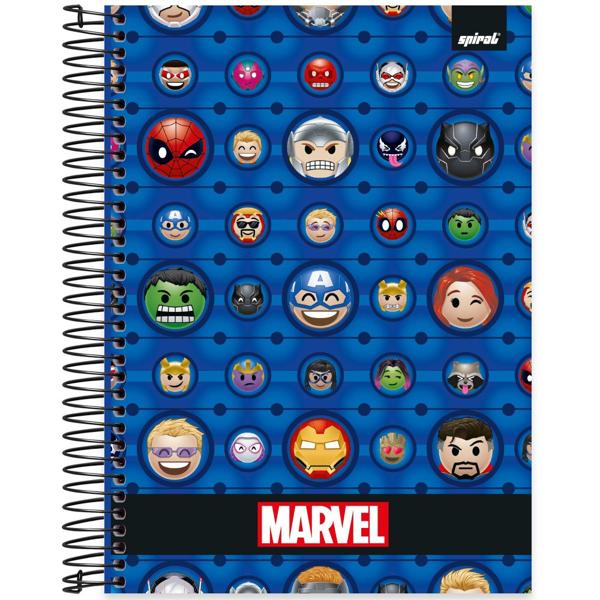 Caderno universitário capa dura 10x1 160 folhas, Marvel Emoji, Spiral, 2278575 - PT 1 UN