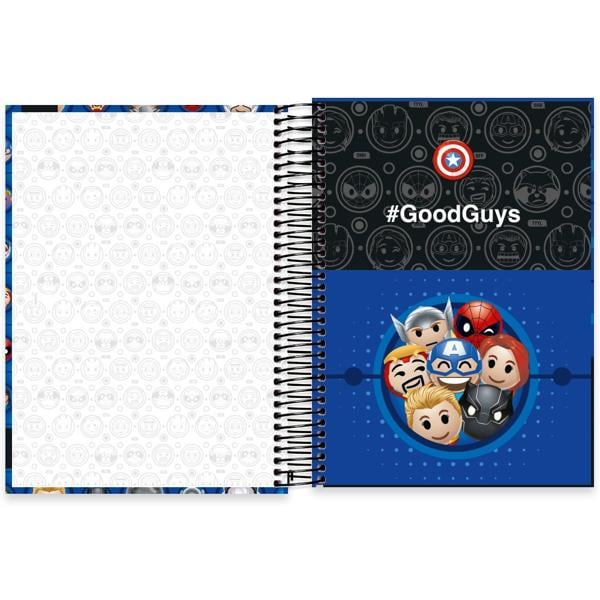 Caderno universitário capa dura 10x1 160 folhas, Marvel Emoji, Spiral, 2278575 - PT 1 UN