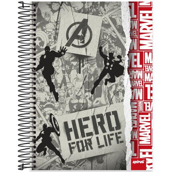 Caderno universitário capa dura 10x1 160 folhas, Marvel Red Brick, Spiral, 2278599 - PT 1 UN